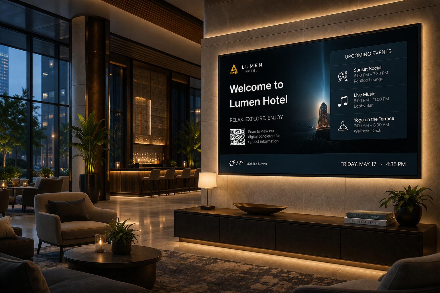 Apollo Viewer display in a hotel lobby